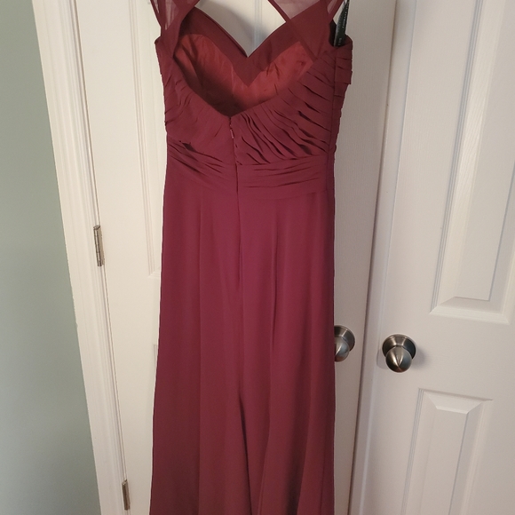 Bill Levkoff Long Bridesmaid Dress in Wine - Picture 3 of 7